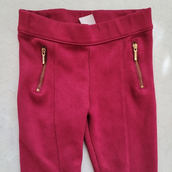 Janie and Jack Girls 6 Rapsberry Faux Suede Skinny Pull-On Pants Leggings - Picture 4 of 4